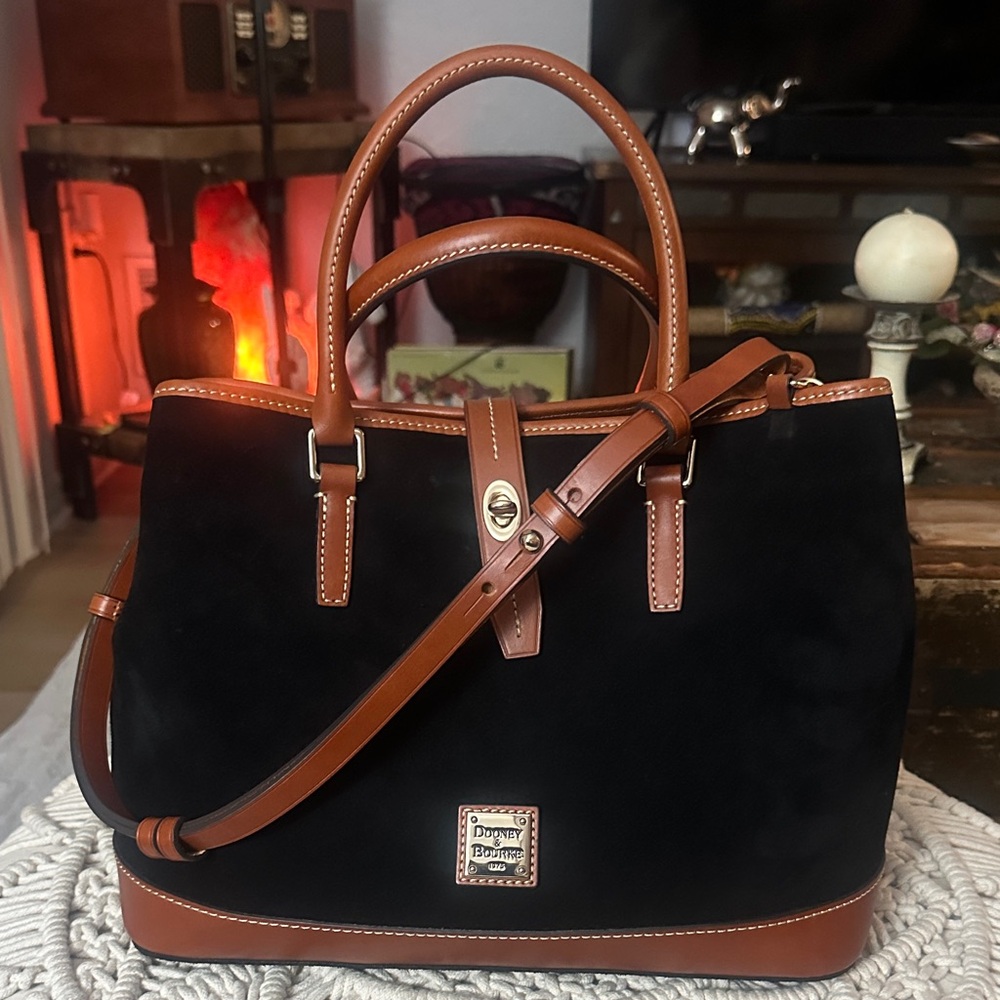 Dooney & Bourke Black and Tan Satchel - image 1
